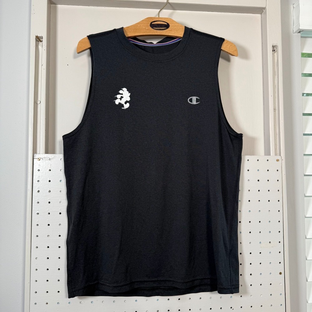 Champion Mickey Mouse Tank Top Men's Black Graphic Running Muscle Tee - Small